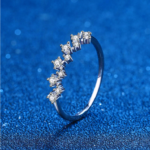 Platinum 925 Sterling Silver Eternity Stars Moissanite Ring