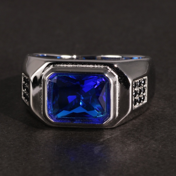 Vintage 925 Sterling Silver Men's Blue Zircon Galaxy Ring - Image 3