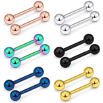 2PC 316L Stainless Steel 14G Tongue Barbell Piercing