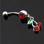 316L Stainless Steel Cherry Dangle Rhinestone Navel/Belly Button Piercing