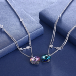Luxurious 925 Sterling Silver Cupid’s Love Austrian Crystal Pendant Necklace