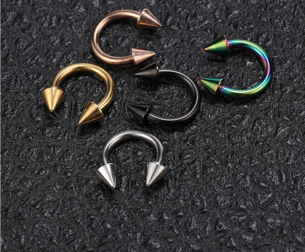 2PC Horseshoe Ball/Spike 16G Surgical Steel Ear, Lip, Nose Septum Piercing - Image 3