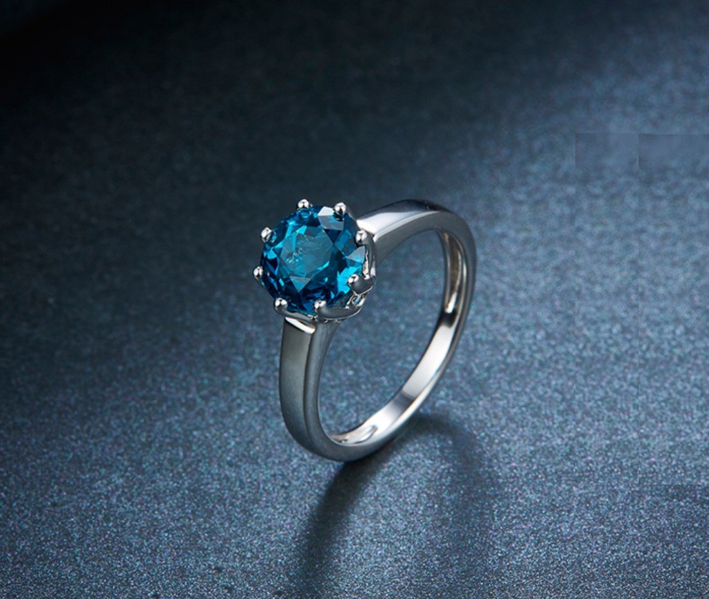 Genuine 925 Sterling Silver 2.73CT London Blue Topaz Gemstone Ring