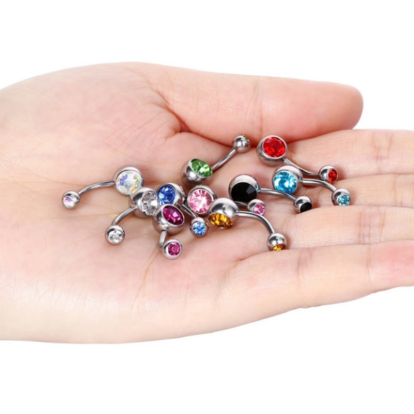 2PC Stainless Steel Crystal Ball Navel/Belly Button 14G Barbell Piercing - Image 3