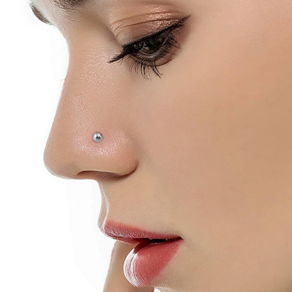 2PC Stainless Steel Ball & Hook 20G Stud Nose Piercing - Image 2