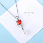 Elegant 925 Sterling Silver Blooming Heart Saltwater Pearl Pendant Necklace