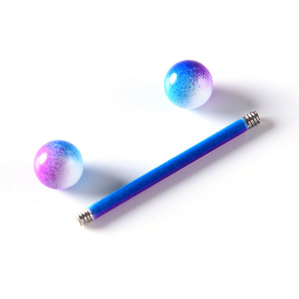 2PC Multi-Colored Coating Stainless Steel Barbell Tongue Piercing - Image 4