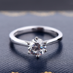 925 Sterling Silver 18K 2CT Classic 6 Prong Moissanite Ring