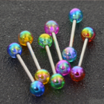 2PC 14G Surgical Steel Candy Color Acrylic Ball Tongue/Nipple Piercing