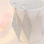 Elegant Sterling Silver Plated Long Tassel Beads Drop Earrings
