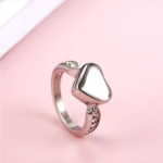 316L Stainless Steel Cremation Keepsake Crystal Heart Ring