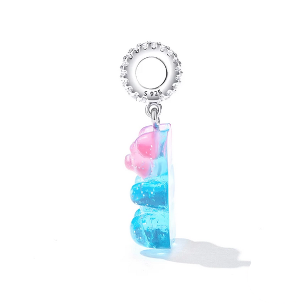 Exquisite 925 Sterling Silver Pink & Blue Cute Candy Bear Pendant/Charm - Image 3