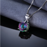 Authentic 4.8ct Natural Mystic Quartz 925 Sterling Silver Pendant
