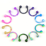 2PC Multi-Colored Coating 16G Stainless Steel Septum Nose Piercing (8mm)