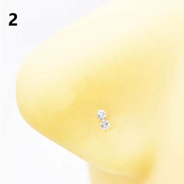 925 Sterling Silver Mixed Crystal Stud 24G Nose Piercing - Image 4