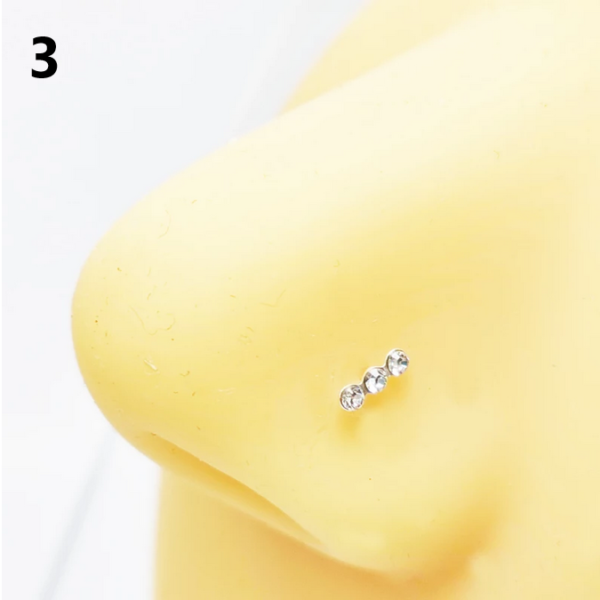 925 Sterling Silver Mixed Crystal Stud 24G Nose Piercing - Image 5