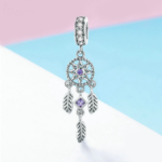 Genuine 925 Sterling Silver Dream Catcher Charm for Bracelet + Stud Earrings