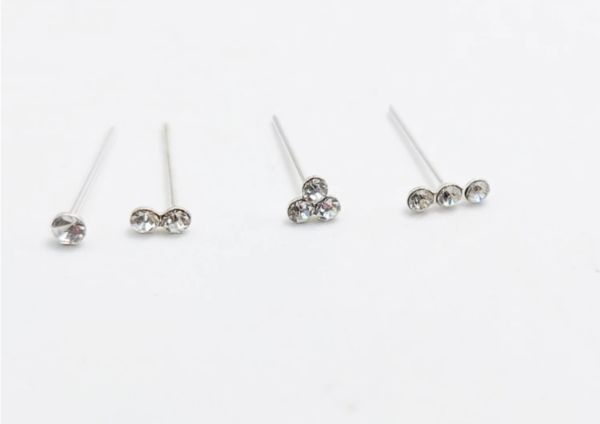 925 Sterling Silver Mixed Crystal Stud 24G Nose Piercing - Image 2