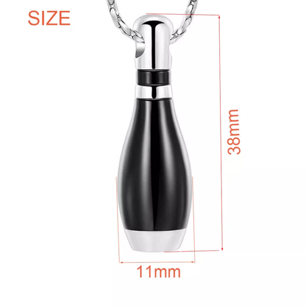 316L Stainless Steel Cremation Ashes Bowling Pin Memorial Urn Pendant Necklace - Image 4