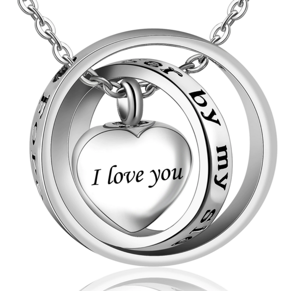 316L Stainless Steel “No Longer By My Side, Forever In My Heart” Cremation Urn Pendant Necklace