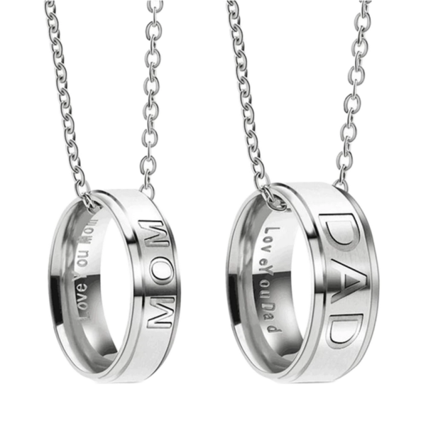 Dad/Mom Titanium Steel Engraved Ring Necklace