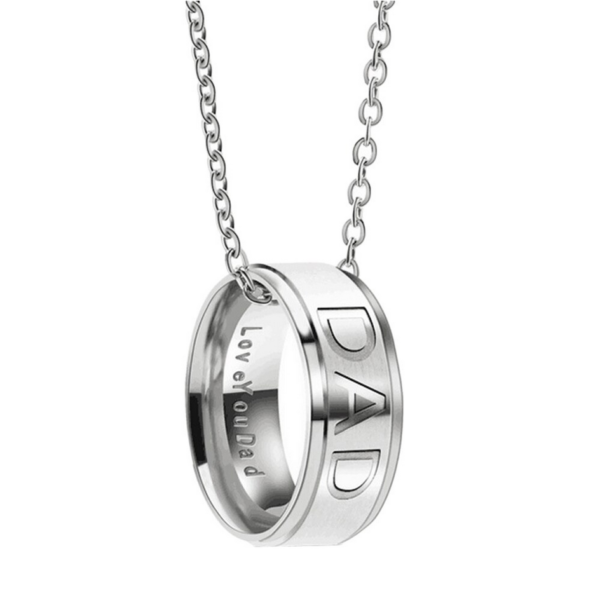 Dad/Mom Titanium Steel Engraved Ring Necklace - Image 3