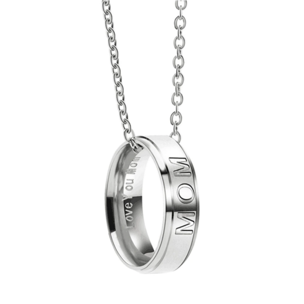 Dad/Mom Titanium Steel Engraved Ring Necklace - Image 2