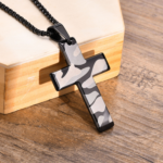 316L Stainless Steel Army Camouflage Cross Pendant Necklace – 24?