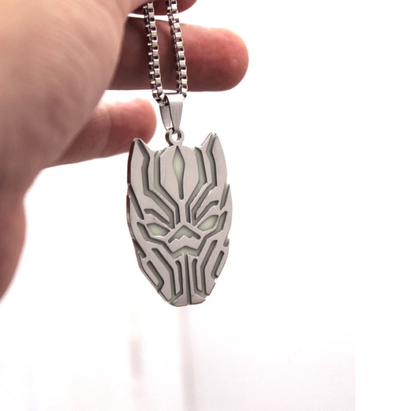 Handmade 316L Stainless Steel Luminous Glow In the Dark T’Challa Pendant Necklace - Image 2