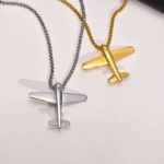 Men’s Vintage Air Force 316L Stainless Steel War Plane Pendant Necklace – 24?