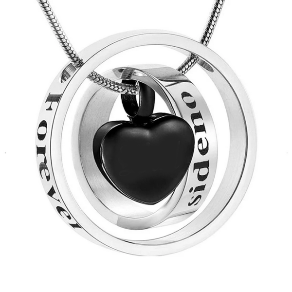 316L Stainless Steel “No Longer By My Side, Forever In My Heart” Cremation Urn Pendant Necklace - Image 2