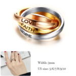 Love Faith Hope 316L Stainless Steel Triple Interlocked Promise Rings