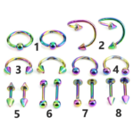 4PC Multi-Style Stainless Steel Multi-Color Mixed Piercing Set