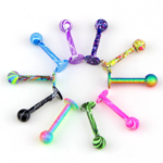 3PC 16G Stainless Steel Tragus Ball Lip Labret Multi-Color Bar Piercing