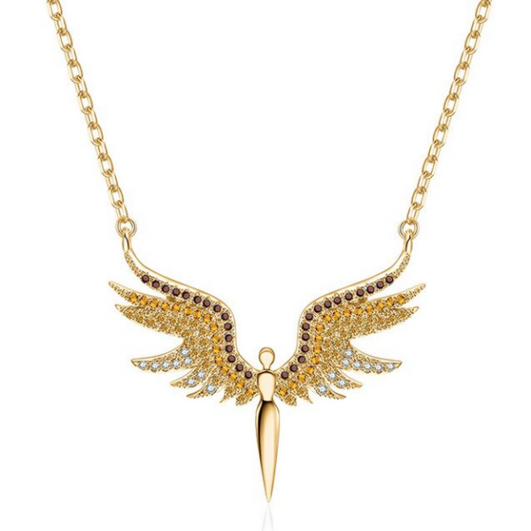 Exquisite Angel Wings Zirconia Pendant Necklace (Silver, Gold, Blue) - Image 4