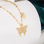 Silver/Gold Plated Zirconia Double Butterfly Pendant Choker