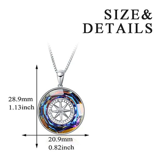 Stainless Steel Necklace + Acrylic Compass Pendant - Image 5