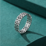 Authentic 925 Sterling Silver Hollow Out Heart To Heart Lovers Ring
