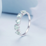 Platinum Plated 925 Sterling Silver Romantic Ocean Blue Zircon Heart Ring