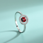 Elegant 925 Sterling Silver Graceful Ladybug Zircon Ring
