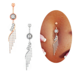 316L Stainless Steel 14G Sexy Dangle Navel/Belly Button Zirconia Drop Piercing