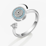 925 Plated Stainless Steel Adjustable Anxiety Zircon Rotation Ring (Size 6-8)