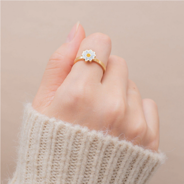 Delicate Daisy Adjustable Anxiety Rotation Ring (Size 7-9) - Image 2