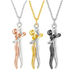 Stainless Steel Necklace + Couples/Lovers Hugging Dancing Pendant