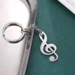 Stainless Steel Fishhook Musical Symbol Pendant Key Chain