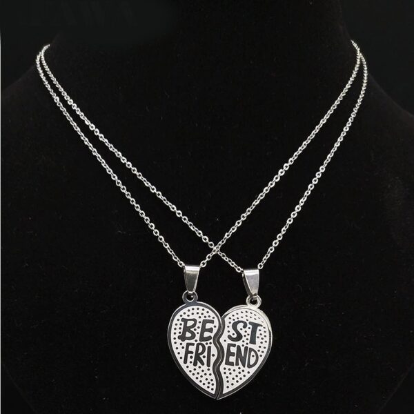 Stainless Steel Best Friends Broken Heart Puzzle Pendant Necklace