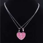 Stainless Steel Best Friends Broken Heart Puzzle Pendant Necklace