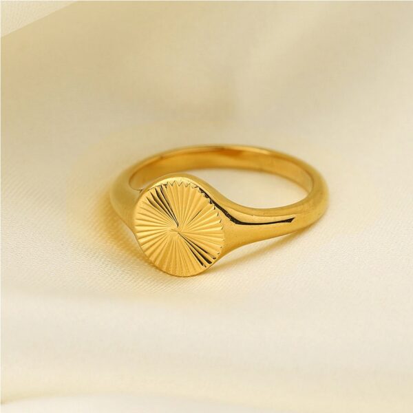 316L Stainless Steel Wave Textured Signet Ring