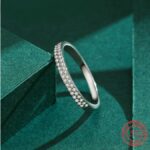 Genuine 925 Sterling Silver Sparkling Semi-Pave A+ Zircon Ring
