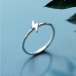 Delicate 925 Sterling Silver Minimalist Lightning Bolt Ring